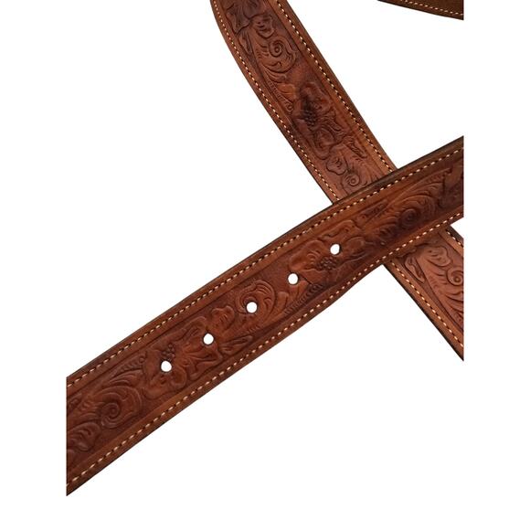 Tiger Eye Faux Simulated Brown Belt Men Ladies Leather Embossing 36” - 42” Lrg